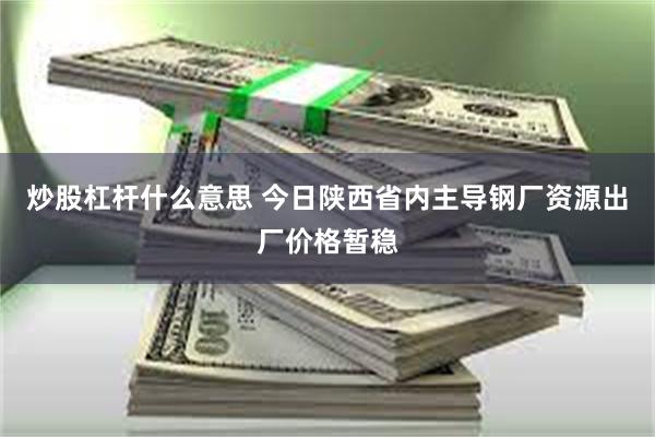 炒股杠杆什么意思 今日陕西省内主导钢厂资源出厂价格暂稳