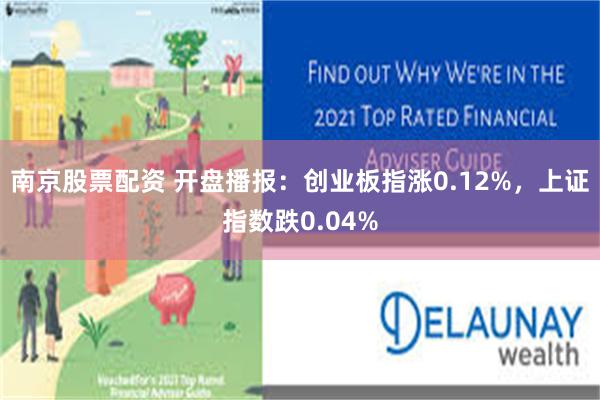 南京股票配资 开盘播报：创业板指涨0.12%，上证指数跌0.04%