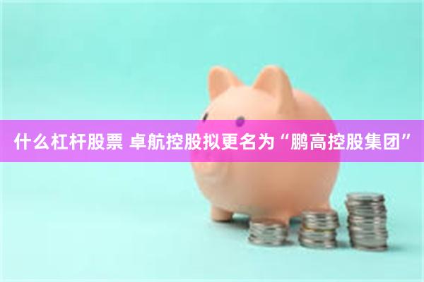 什么杠杆股票 卓航控股拟更名为“鹏高控股集团”