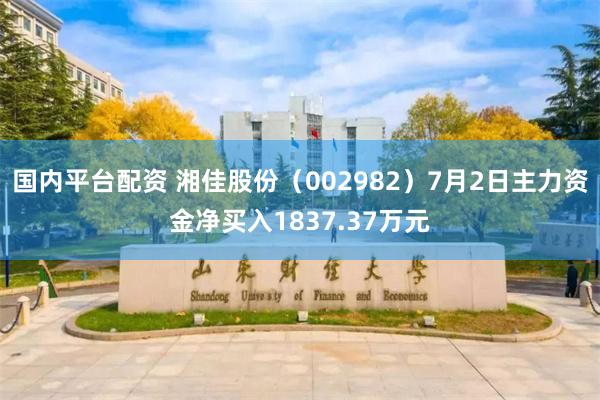 国内平台配资 湘佳股份（002982）7月2日主力资金净买入1837.37万元
