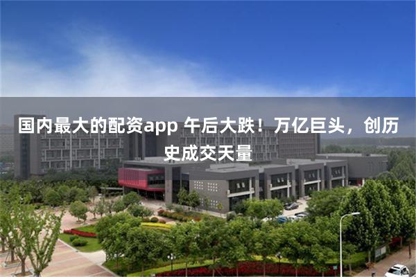 国内最大的配资app 午后大跌！万亿巨头，创历史成交天量