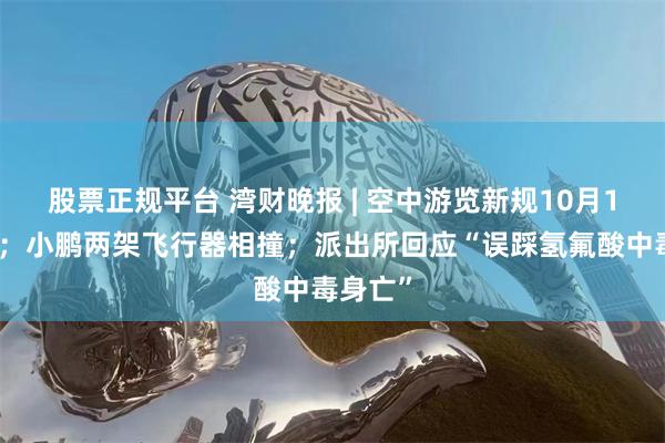 股票正规平台 湾财晚报 | 空中游览新规10月1日实施；小鹏两架飞行器相撞；派出所回应“误踩氢氟酸中毒身亡”