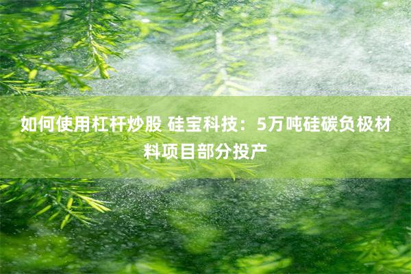 如何使用杠杆炒股 硅宝科技：5万吨硅碳负极材料项目部分投产