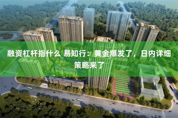 融资杠杆指什么 易知行：黄金爆发了，日内详细策略来了