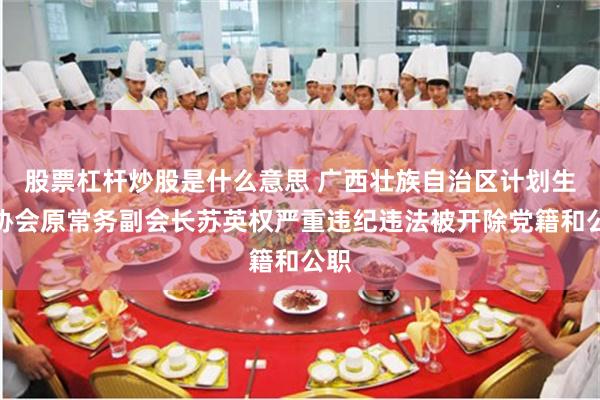 股票杠杆炒股是什么意思 广西壮族自治区计划生育协会原常务副会长苏英权严重违纪违法被开除党籍和公职