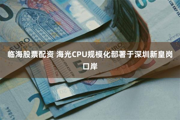 临海股票配资 海光CPU规模化部署于深圳新皇岗口岸